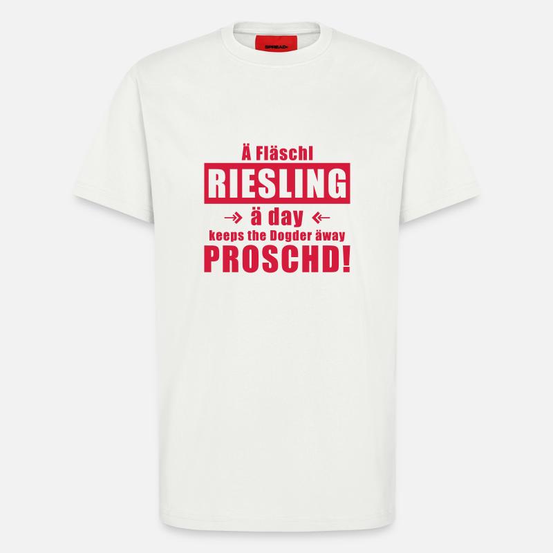 Fläschl Riesling a day! - T-Shirt - made by SPREAD - OFF WHITE