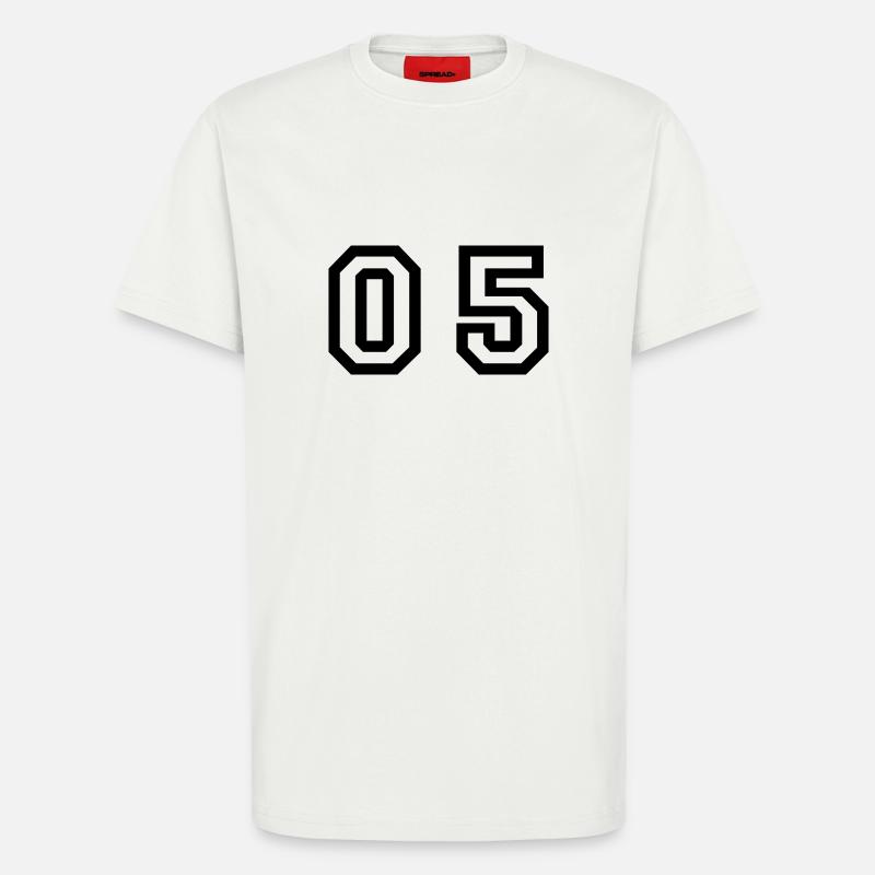 nombre - 05 - zéro cinq - T-shirt bio décontracté fabriqué en UE - OFF WHITE