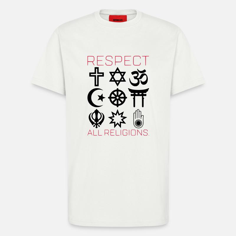 RESPECT ALL RELIGIONS - T-Shirt - made by SPREAD - OFF WHITE