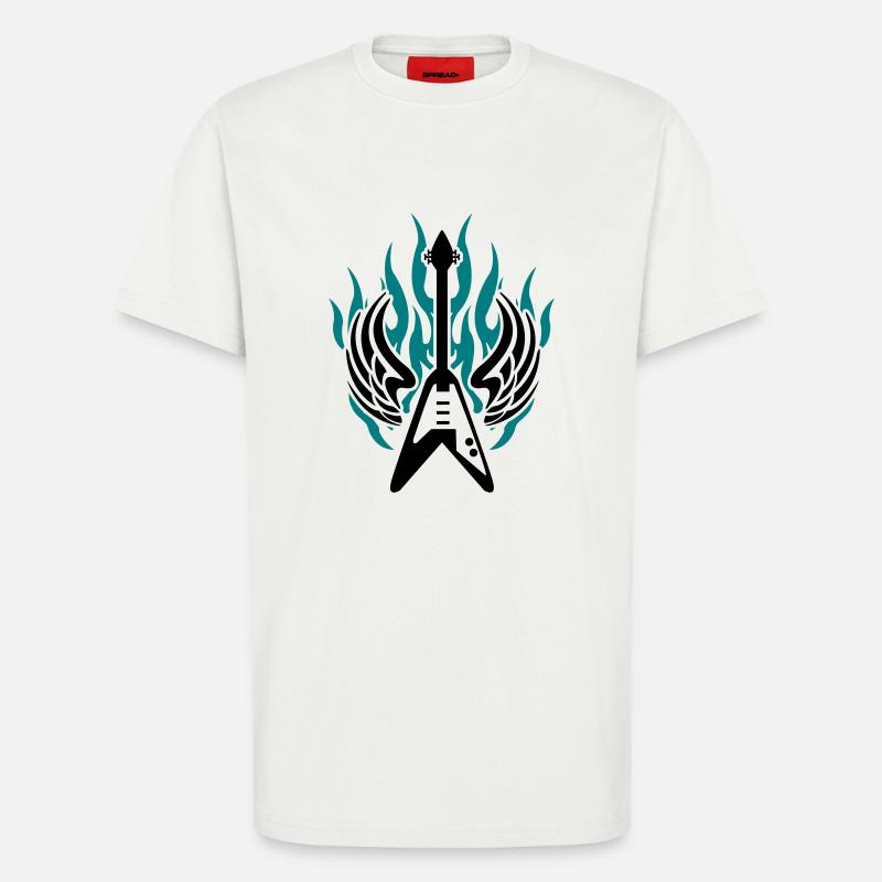 guitar wing flame - T-Shirt - made by SPREAD - OFF WHITE