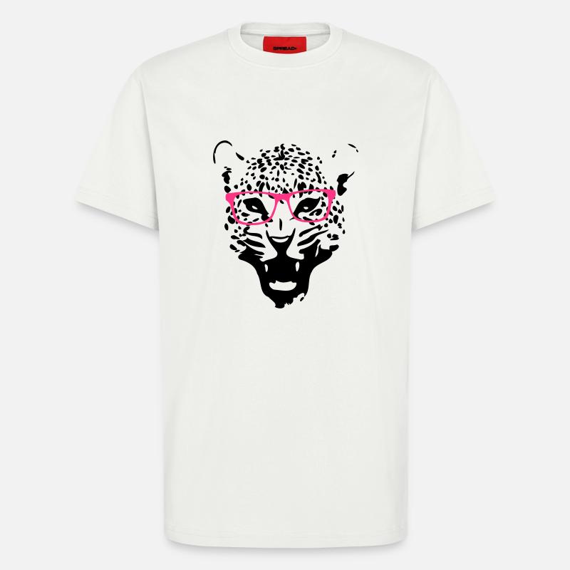 Leopard Nerd Brille 2c - T-Shirt - made by SPREAD - OFF WHITE
