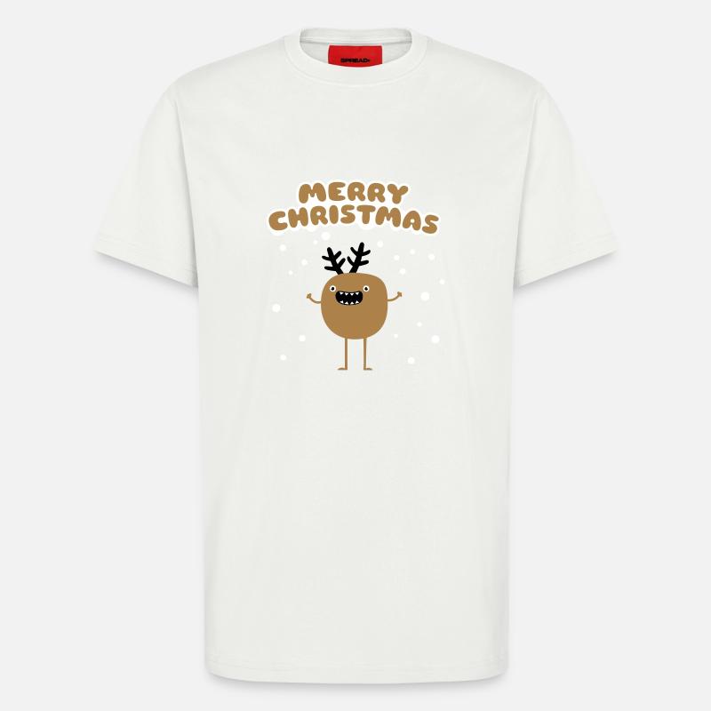 Funny Christmas Reindeer - T-shirt bio décontracté fabriqué en UE - OFF WHITE