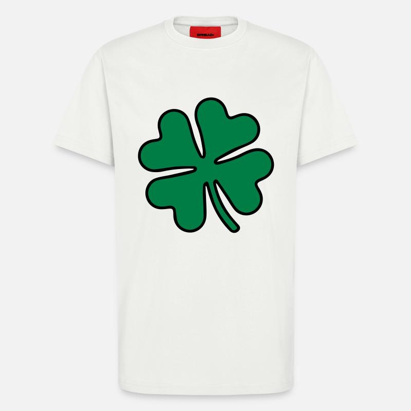 Trèfle - Feuille de trèfle - T-shirt bio décontracté fabriqué en UE - OFF WHITE