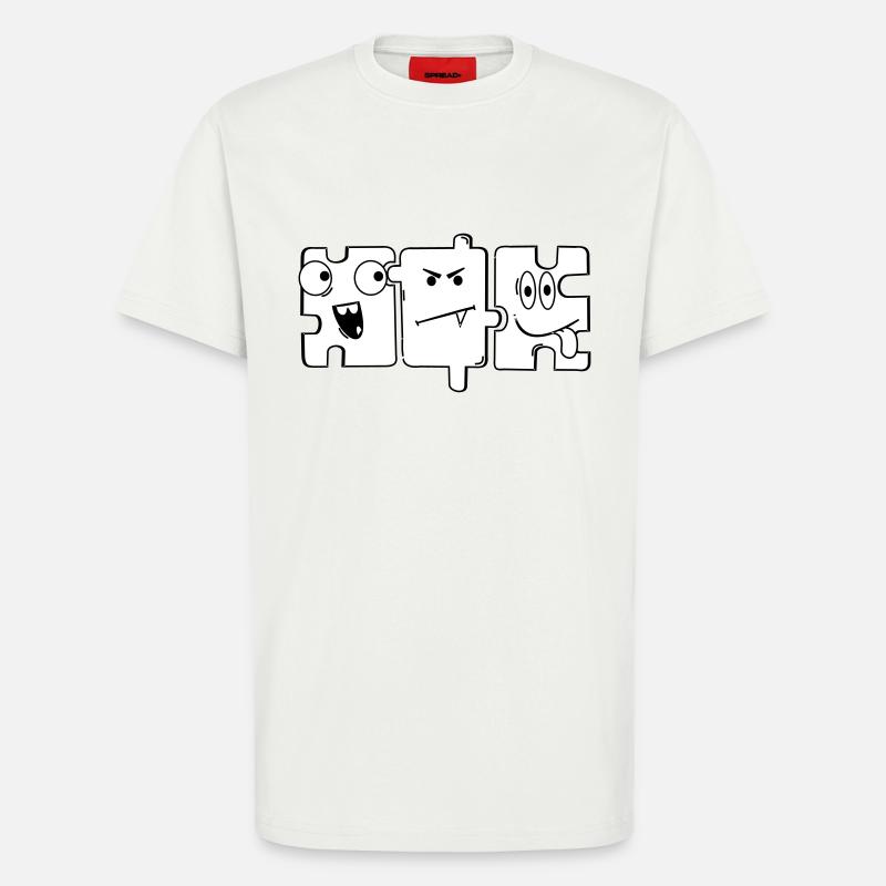 Monstre Puzzle - T-shirt bio décontracté fabriqué en UE - OFF WHITE