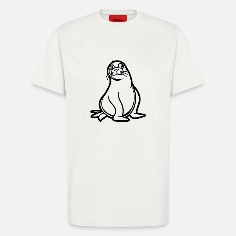 seehund comic - T-Shirt - made by SPREAD - OFF WHITE