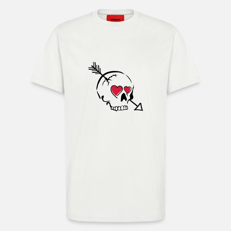 schädel pfeil herzen - T-Shirt - made by SPREAD - OFF WHITE