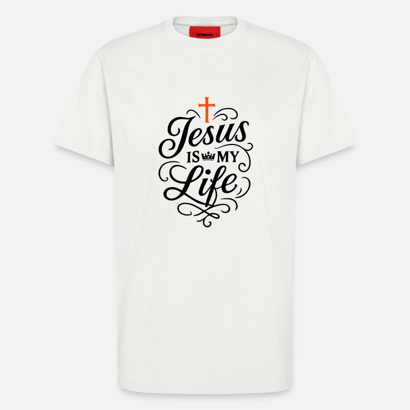 Jésus Ma Vie Foi - T-shirt bio décontracté fabriqué en UE - OFF WHITE