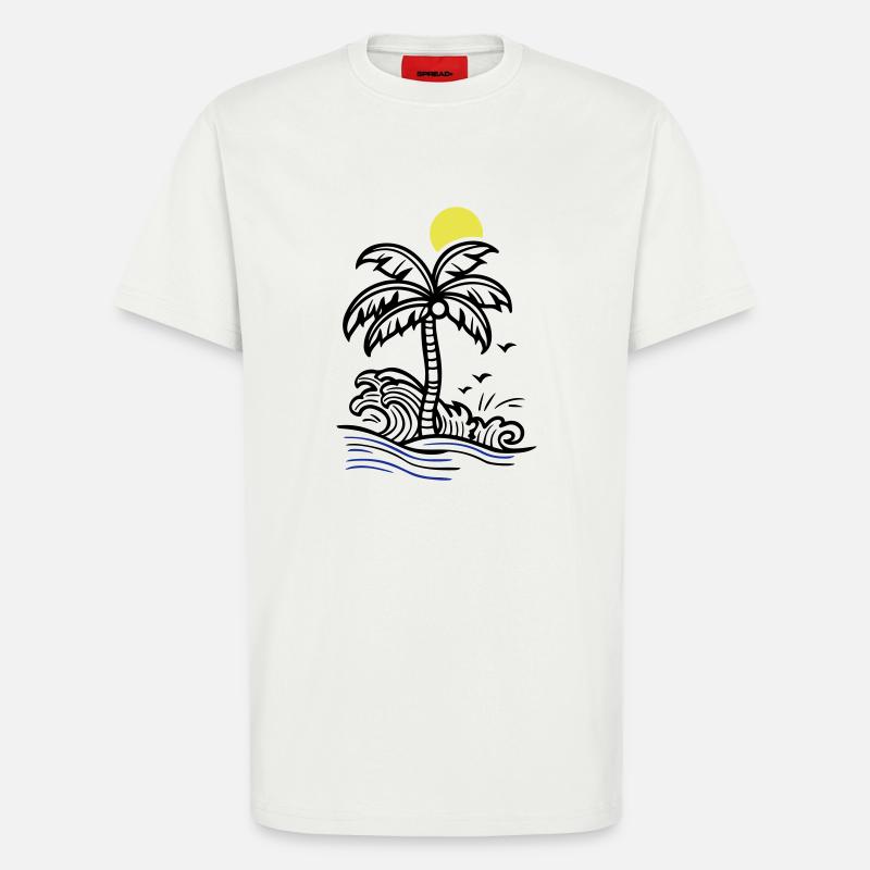 Palm Tree Holidays Plage Été - T-shirt bio décontracté fabriqué en UE - OFF WHITE
