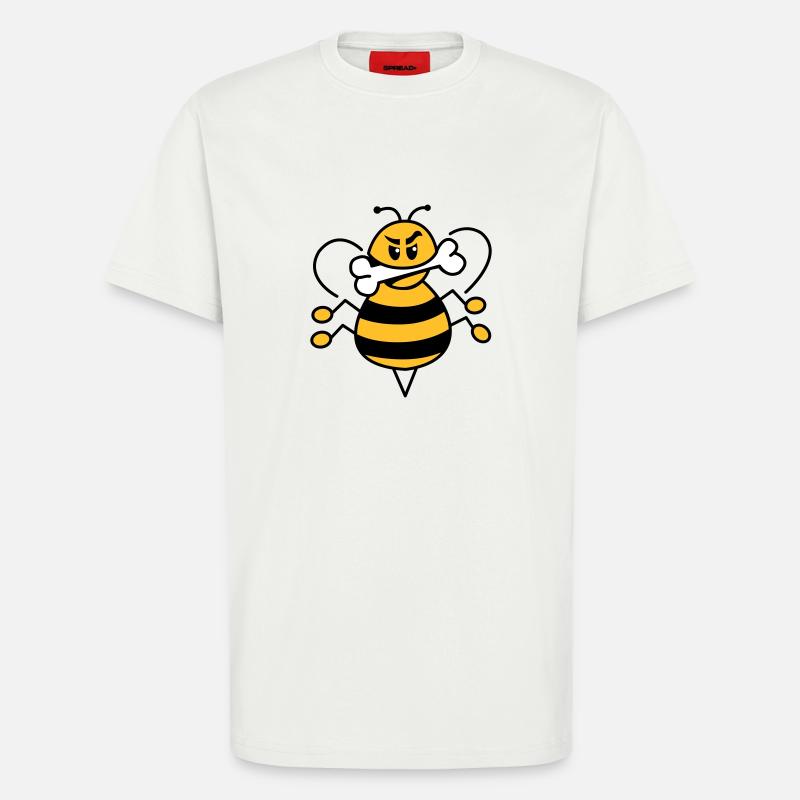 Abeille avec os 1 - T-shirt bio décontracté fabriqué en UE - OFF WHITE