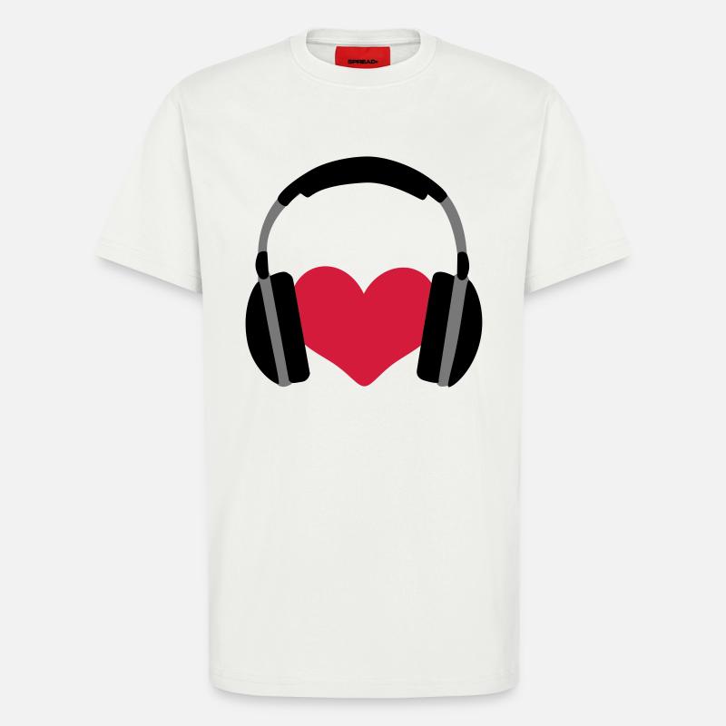Liebe Musik Herz Kopfhörer - T-Shirt - made by SPREAD - OFF WHITE