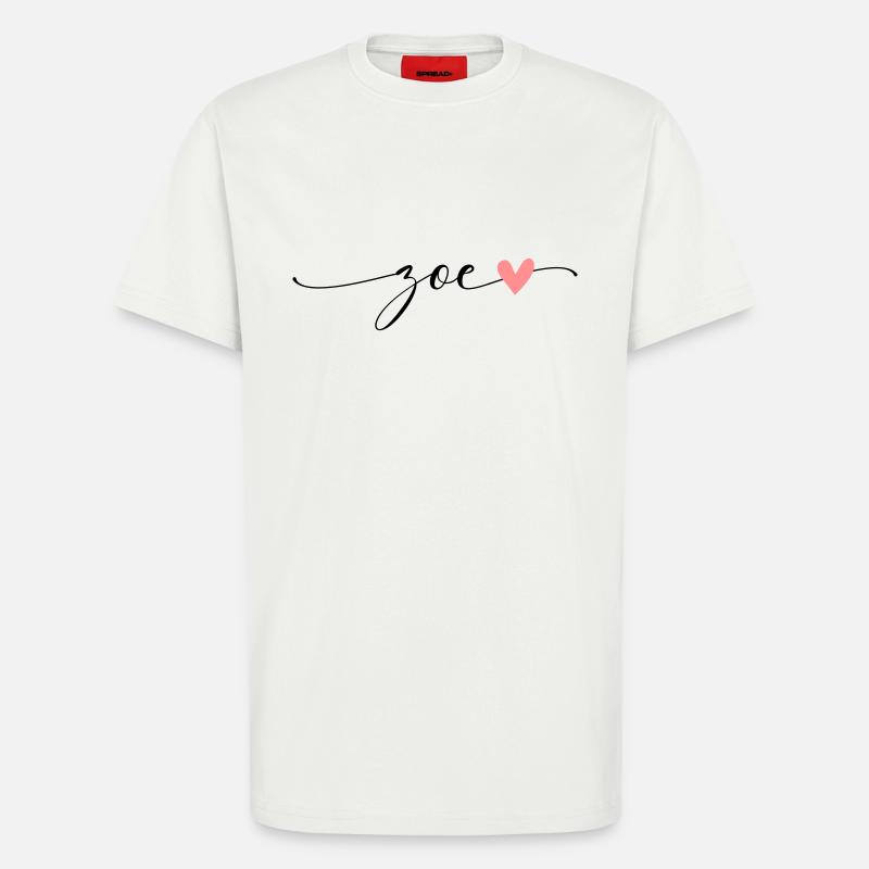 Zoé, Nom, Prénom, Calligraphie, Script - T-shirt bio décontracté fabriqué en UE - OFF WHITE