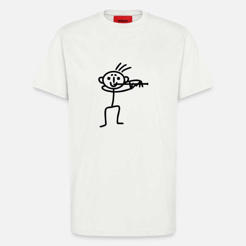 Strichmännchen Querflöte - T-Shirt - made by SPREAD - OFF WHITE