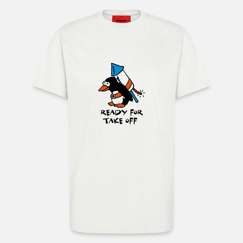 rocket_pinguin_white_c_3c - T-shirt bio décontracté fabriqué en UE - OFF WHITE