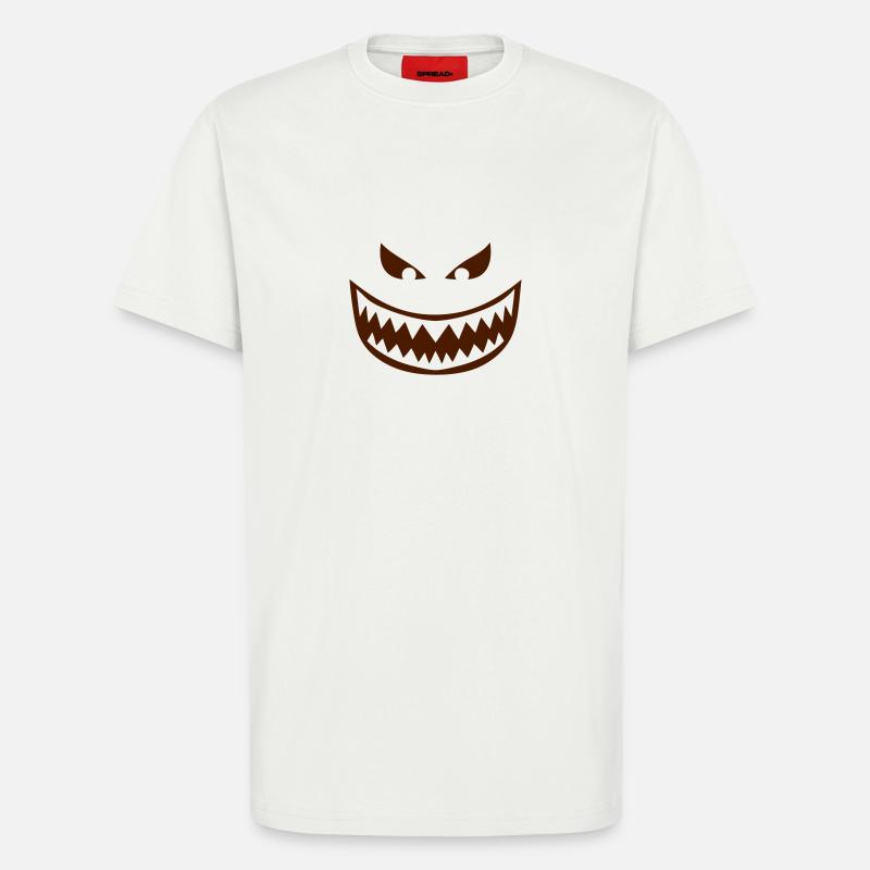 dent feroce mechant smiley 1612 - T-shirt bio décontracté fabriqué en UE - OFF WHITE