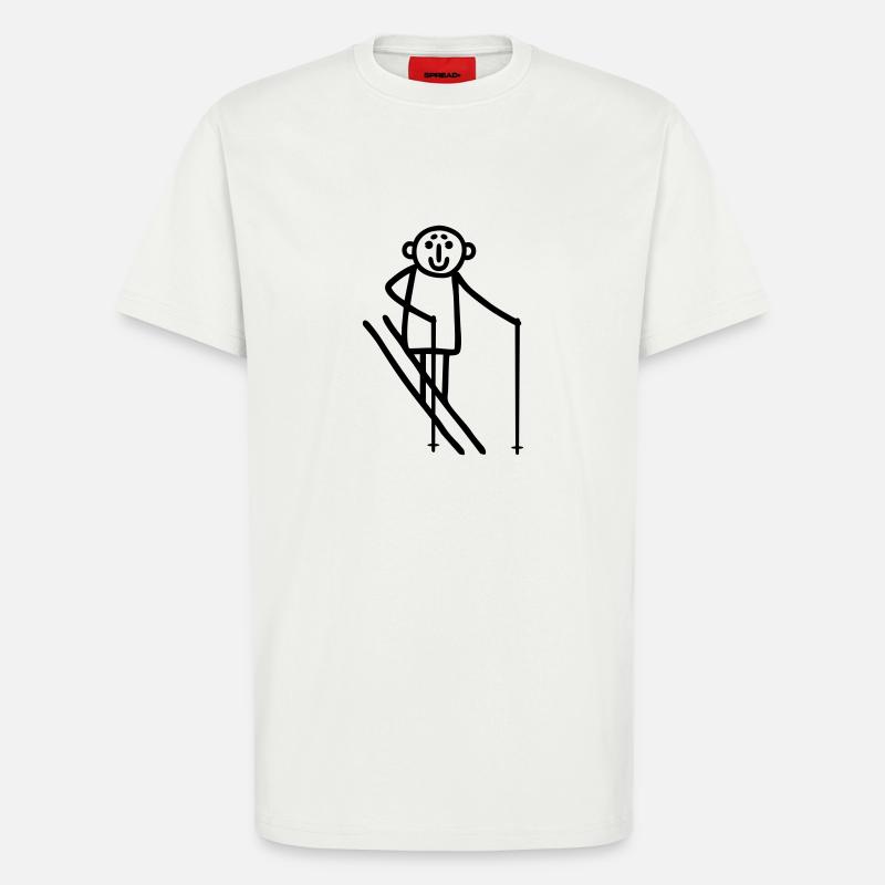 Strichmännchen Skifahrer - T-Shirt - made by SPREAD - OFF WHITE
