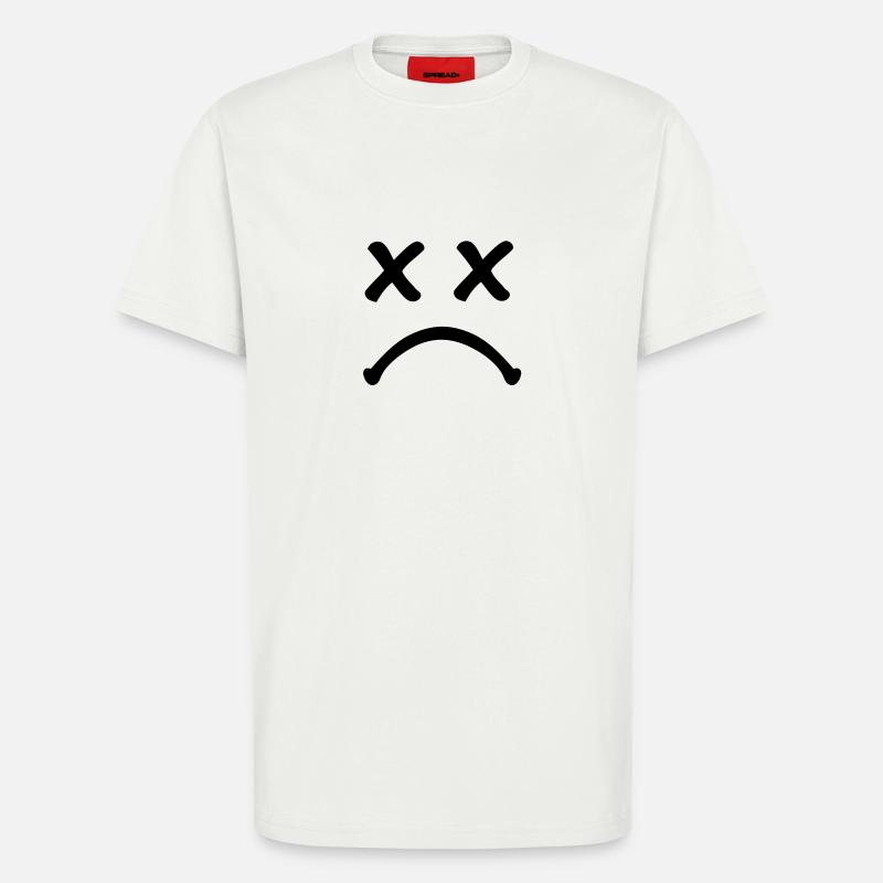Smiley sad - T-shirt bio décontracté fabriqué en UE - OFF WHITE