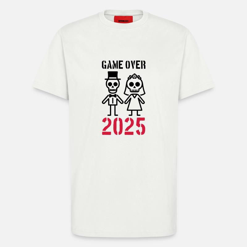Game Over 2025 Hochzeit Ehepaar - T-Shirt - made by SPREAD - OFF WHITE