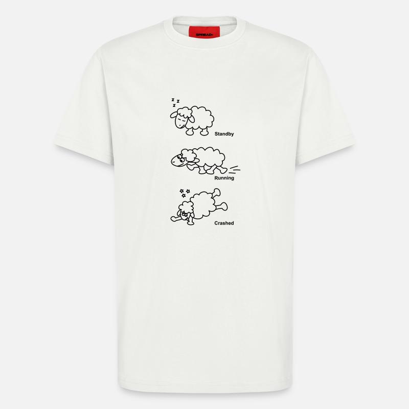Schaf Standby Running Crashed - T-Shirt - made by SPREAD - OFF WHITE