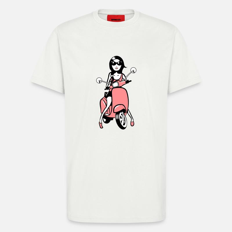 motorroller mädchen style look - T-Shirt - made by SPREAD - OFF WHITE