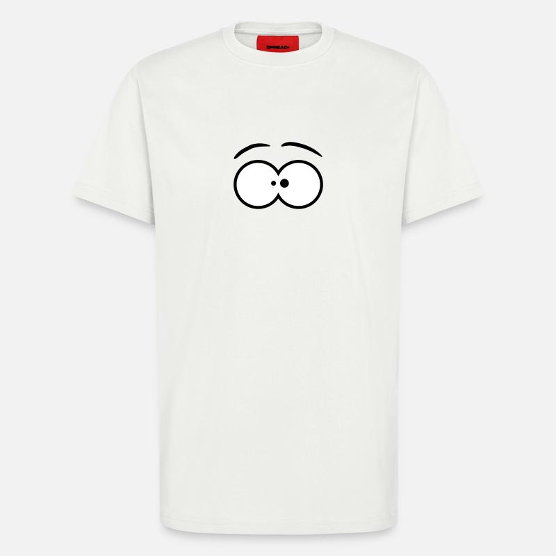 Funny Comic Eyes Design - T-shirt bio décontracté fabriqué en UE - OFF WHITE