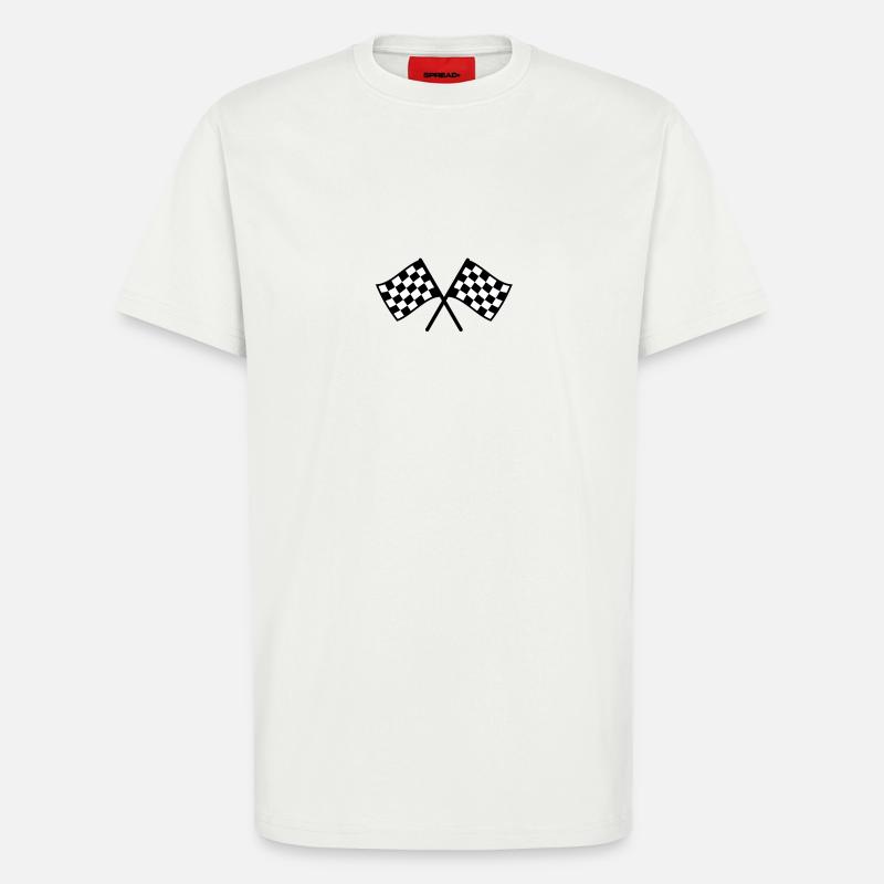 drapeau à damiers - T-shirt bio décontracté fabriqué en UE - OFF WHITE