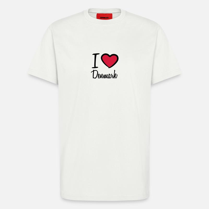 I Love Denmark Danmark Logo - T-shirt bio décontracté fabriqué en UE - OFF WHITE