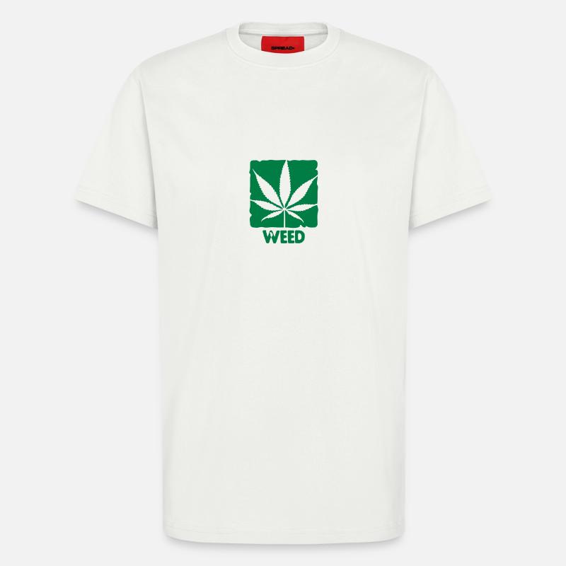 weed with boxed leaf - T-Shirt - made by SPREAD - OFF WHITE