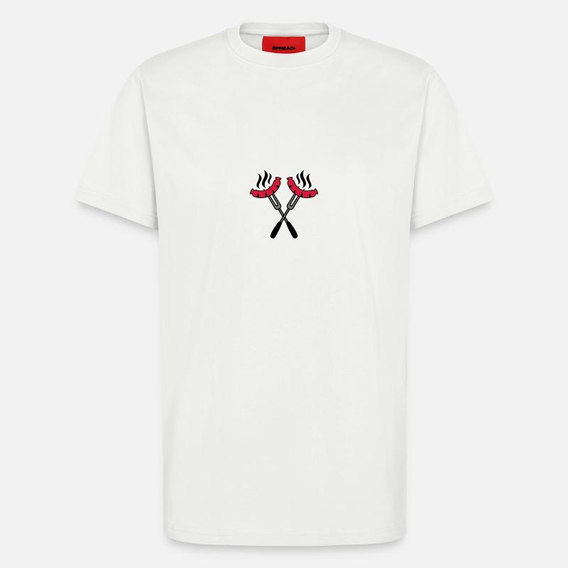 Grill Sausages Logo - T-shirt bio décontracté fabriqué en UE - OFF WHITE
