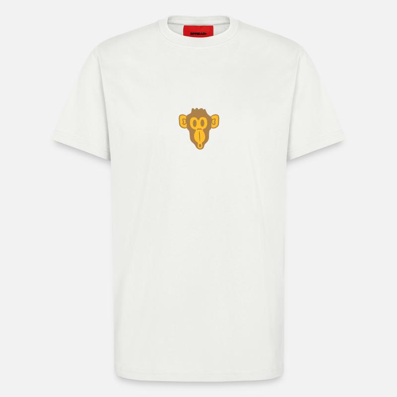 Startled curious funny monkey - T-Shirt - made by SPREAD - OFF WHITE