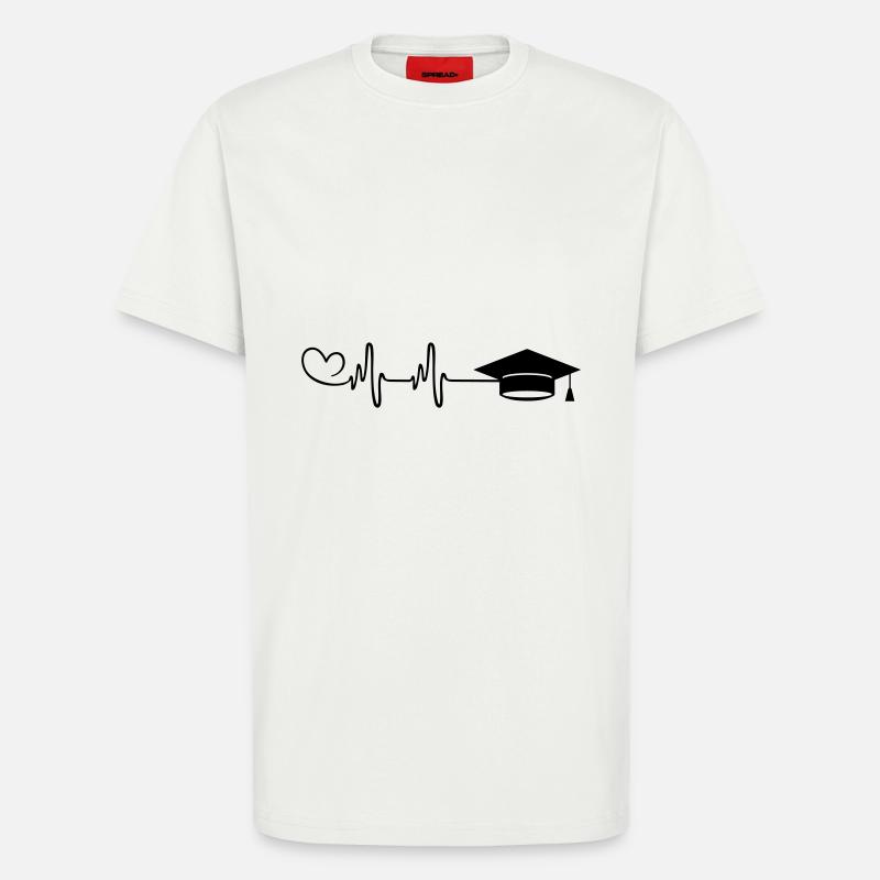 Student Cap Pulse Heart - T-Shirt - made by SPREAD - OFF WHITE