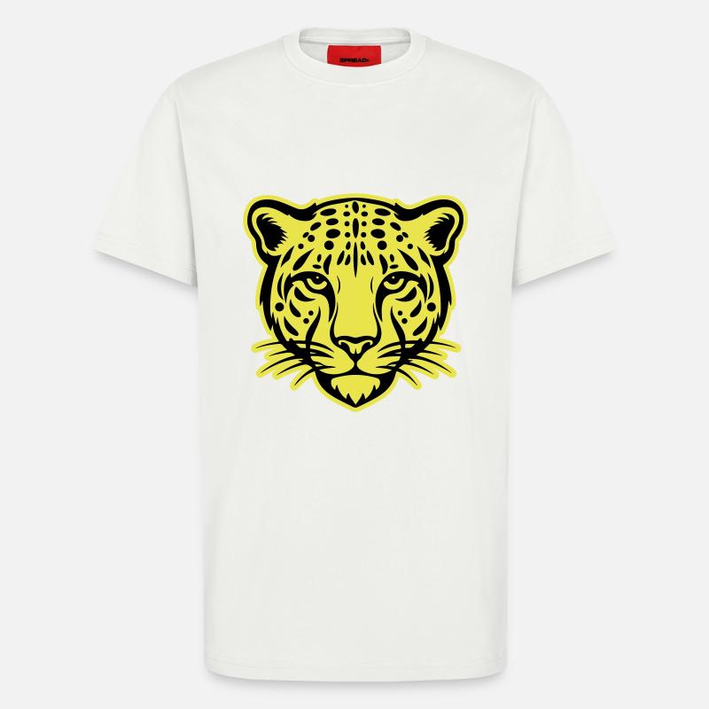 Tête de guépard - T-shirt bio décontracté fabriqué en UE - OFF WHITE