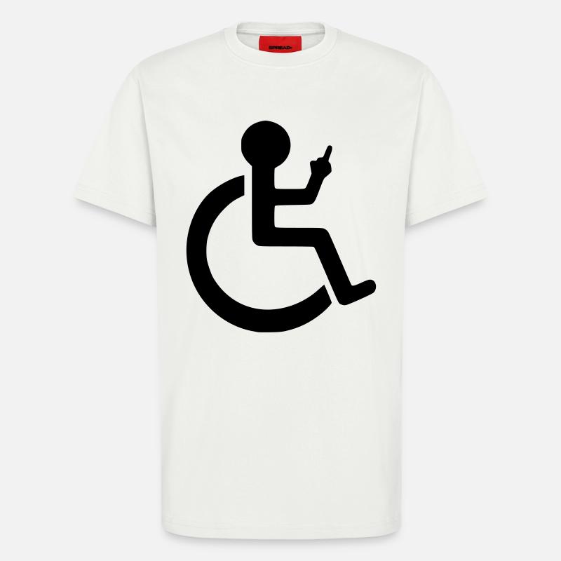 Utilisateur d’un fauteuil roulant avec majeur # - T-shirt bio décontracté fabriqué en UE - OFF WHITE
