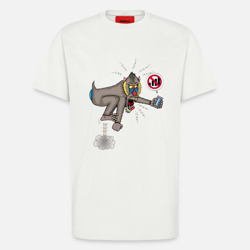Affe und Handy - T-Shirt - made by SPREAD - OFF WHITE