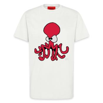 Poulpe - Pieuvre - T-shirt bio décontracté fabriqué en UE - OFF WHITE - Devant - Alina (178cm) & Michal (187cm)