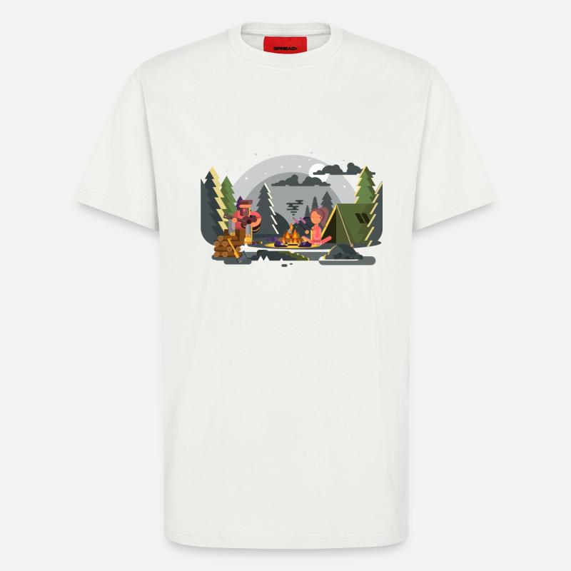 Lagerfeuer Waldcamping Duo - T-Shirt - made by SPREAD - OFF WHITE
