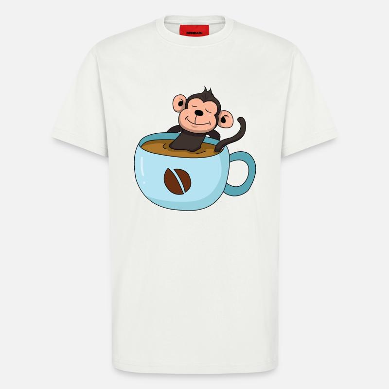 Kaffee-Äffchen - T-Shirt - made by SPREAD - OFF WHITE