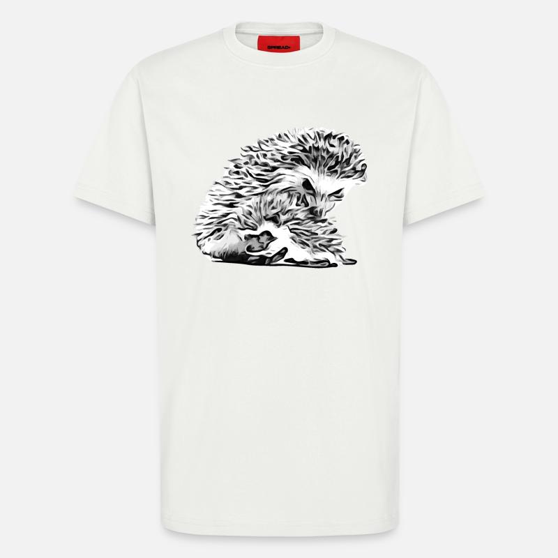 Maman hérisson avec bébé hérisson - T-shirt bio décontracté fabriqué en UE - OFF WHITE