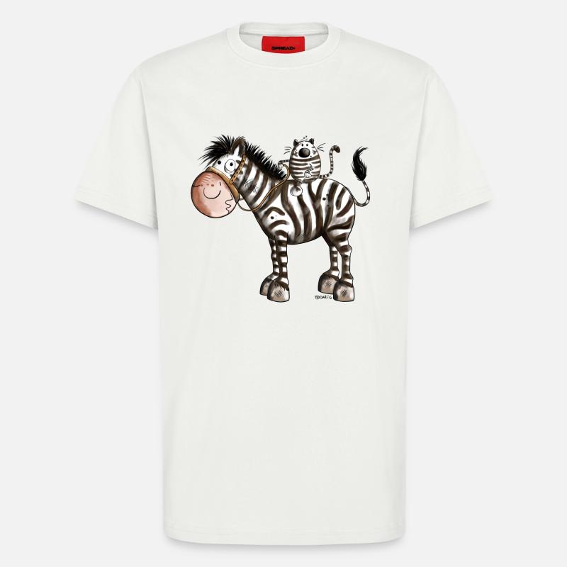 Zebra mit Katze - T-Shirt - made by SPREAD - OFF WHITE