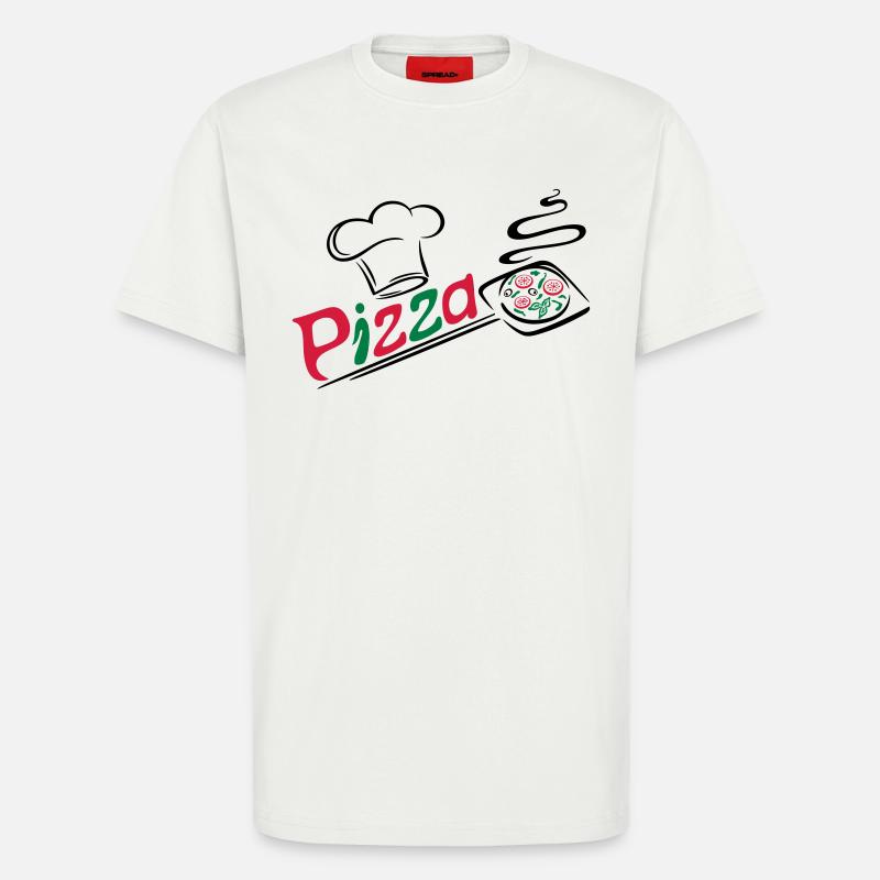 Pizza Bäcker mit Kochmütze, chef hat - T-Shirt - made by SPREAD - OFF WHITE