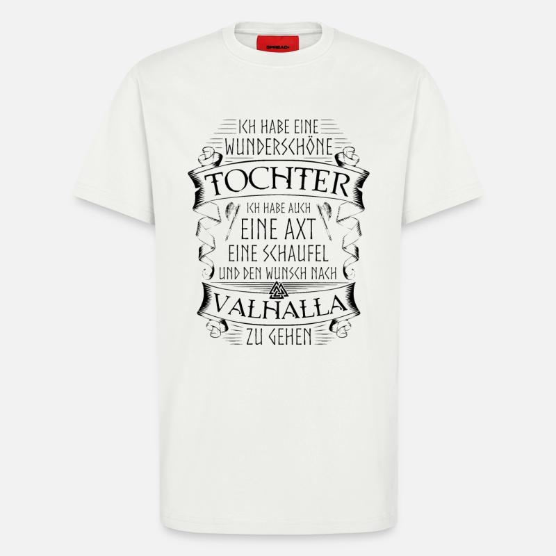 Vater Tochter Wikinger Spruch Valknut Valhalla - T-Shirt - made by SPREAD - OFF WHITE
