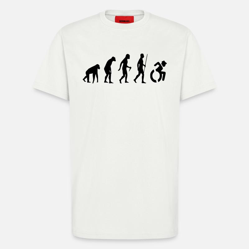 Evolution Rollstuhl. Die Rollstuhl-Evolution * - T-Shirt - made by SPREAD - OFF WHITE
