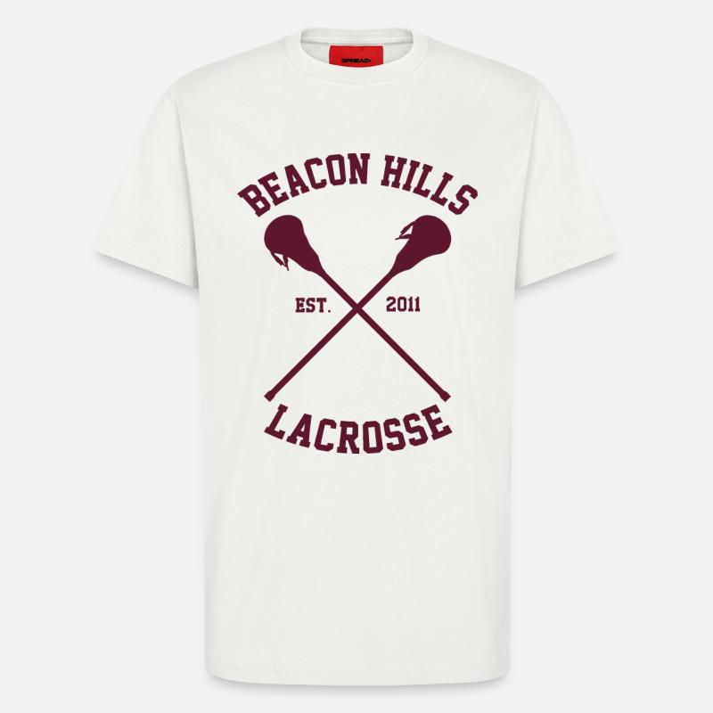 Graphique de crosse beacon hills - T-shirt bio décontracté fabriqué en UE - OFF WHITE