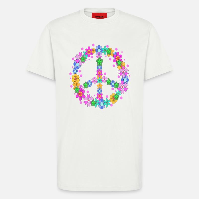 Friedenszeichen Friedensbewegung Liebe Frieden - T-Shirt - made by SPREAD - OFF WHITE