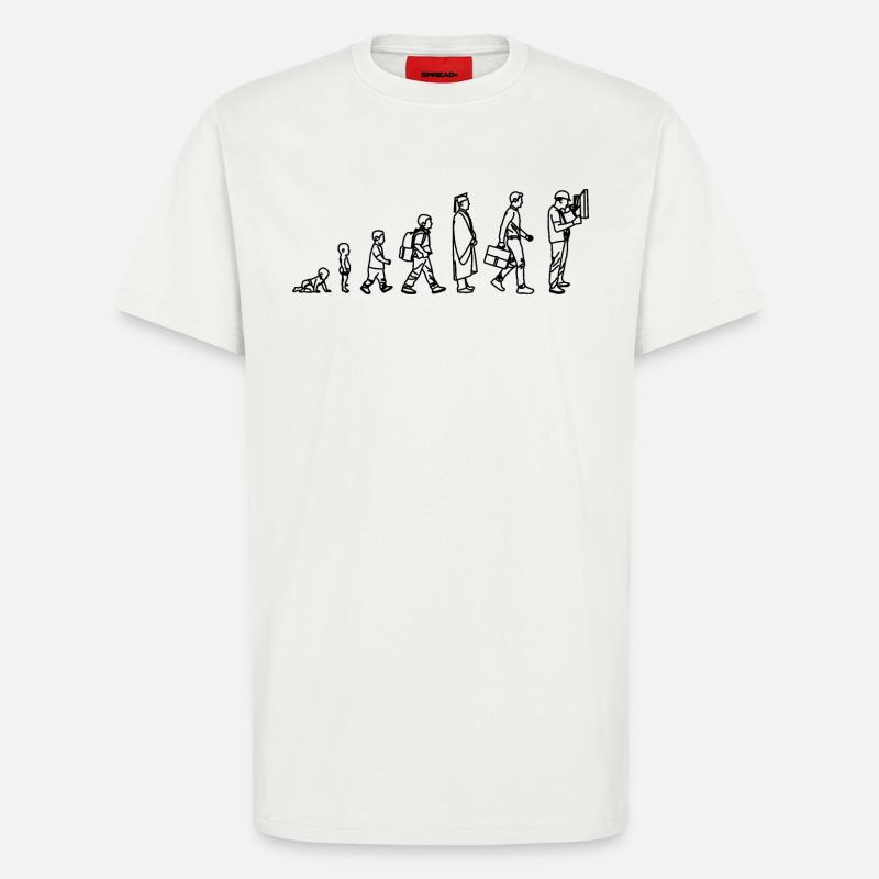 Évolution de l’électricien - T-shirt bio décontracté fabriqué en UE - OFF WHITE