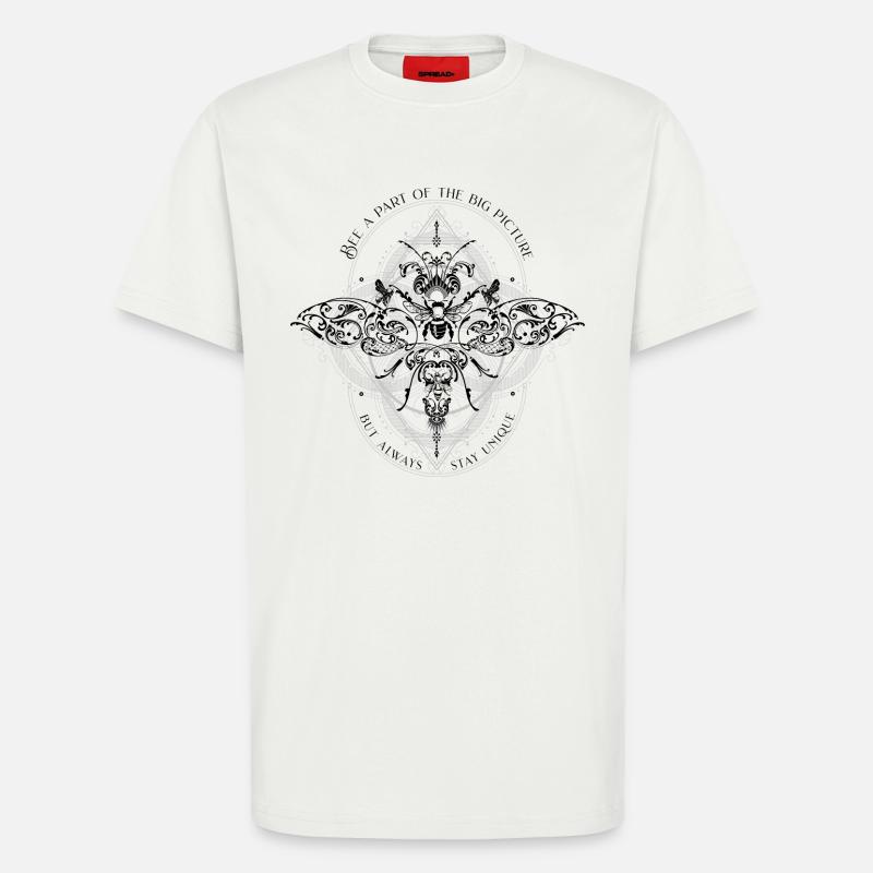 Bee Psychedelic Geometry Pattern cool dicton - T-shirt bio décontracté fabriqué en UE - OFF WHITE