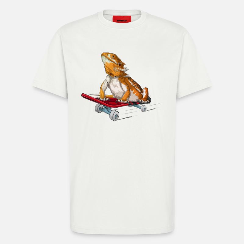 Bartdrache auf einem Skateboard - T-Shirt - made by SPREAD - OFF WHITE
