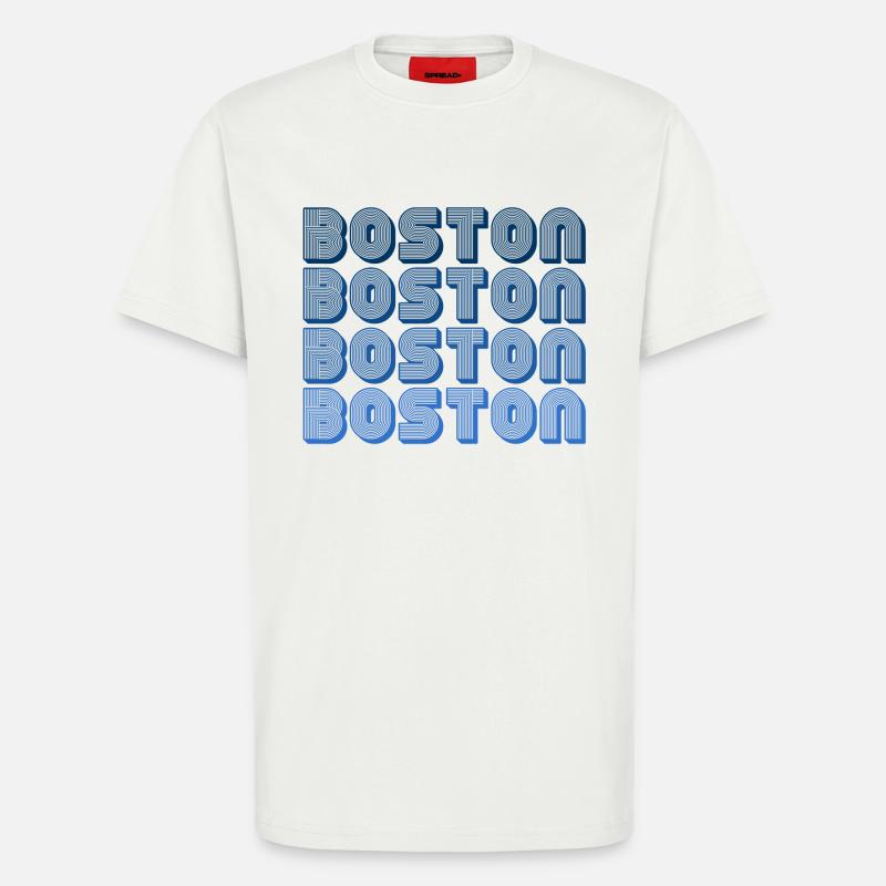 Boston Block Grid Pattern - T-Shirt - made by SPREAD - OFF WHITE