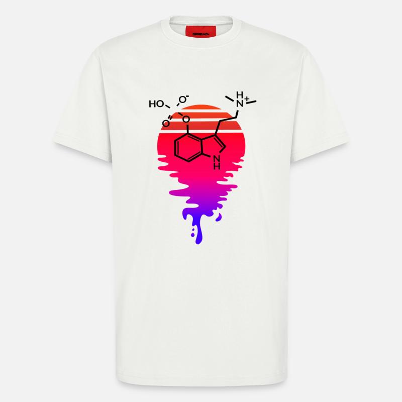 Psilocybin Molekül mit Retro Sunset - T-Shirt - made by SPREAD - OFF WHITE