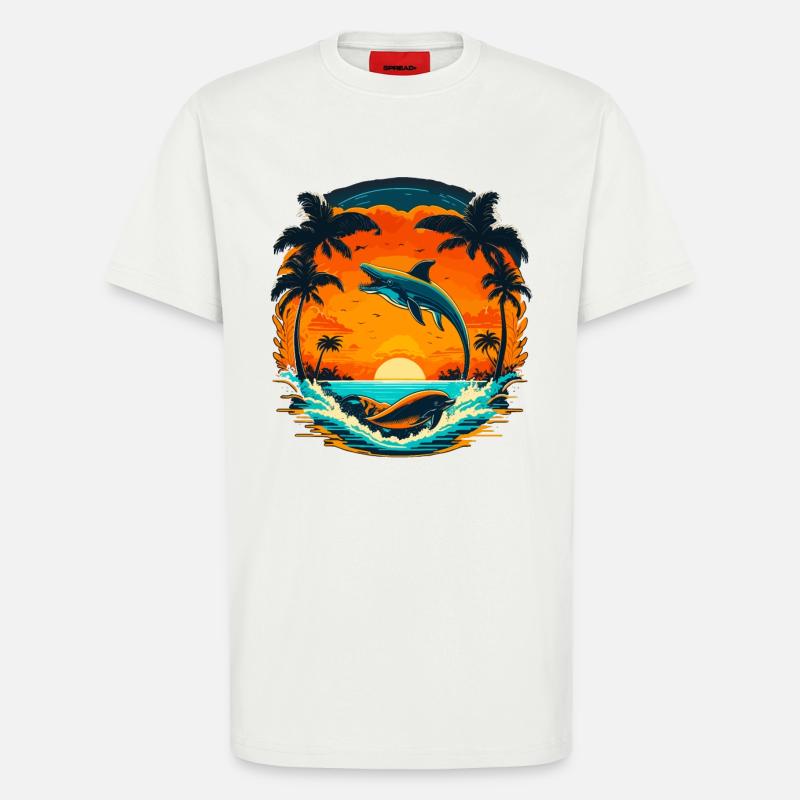 Delphin Sommer Sunset - T-Shirt - made by SPREAD - OFF WHITE