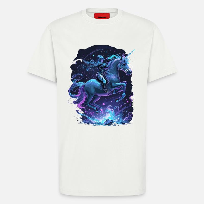 Mystisches Einhorn mit Reiterin - T-Shirt - made by SPREAD - OFF WHITE